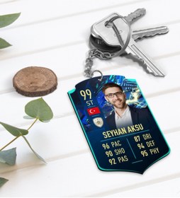 Resim Bk Gift Kişiye Özel Ahşap Anahtarlık Futbolcu Kartı-8 
