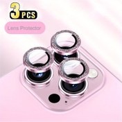 Resim 3 adet/1 Set Glitter Bling Metal Glass Lens Koruyucu Kapak Iphone 16 Pro Max 15 14 Plus 13 12 Mini 11 Lüks Tam Koruyucu Kapak Kamera Koruma 