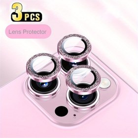 Resim 3 adet/1 Set Glitter Bling Metal Glass Lens Koruyucu Kapak Iphone 16 Pro Max 15 14 Plus 13 12 Mini 11 Lüks Tam Koruyucu Kapak Kamera Koruma 