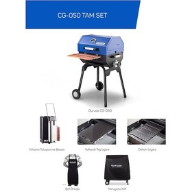 Resim Guruss Cg-050 Kömürlü Barbekü Mangal Tam Set Gece Mavisi Model:grs06 