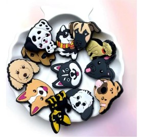 Resim Ozn Aksesuar Ledli Yanıp Sönen Köpek Figürlü Terlik Süsü Üç Boyutlu/ışıklı 3D Charm/jibbitz 