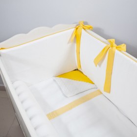 Resim Ekru - Sarı Bebek Uyku Seti - Sosis Bumper / 80x130 