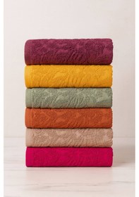 Resim 6 Lı El Yüz Renkli Havlu Seti %100 Pamuklu 50x90 Cm Velora Koleksiyon Fuşya 