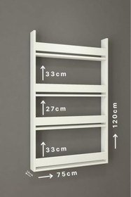 Resim Sanal Mobilya Montessori Çocuk Kitaplığı 4 Raflı Duvar Tipi Beyaz Kitaplık - Eğitici Tasarım 
