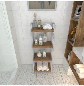 Resim Sahra Beyaz 4 Katlı Raf Banyo Köşe Rafı Mutfak Düzenleyici Raf 