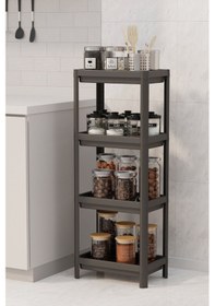 Resim 4 Katlı Mutfak & Banyo Raf Ünitesi, Siyah Siyah 