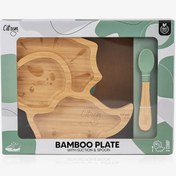 Resim Citron Bölmeli Vakum Tabanlı Organik Bambu Çocuk Yemek Takımı - Dino 1073537 