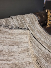 Resim Lüks Pamuklu Koltuk-çekyat Örtüsü 170x220 Sütlü Kahve Çift Taraflı ,terletmez ,kaymaz ,toplanmaz Kahverengi 