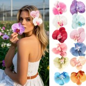 Resim Hawaii Çiçek Orchid Saç Tokaları Tek Paket - Dayanıklı PVC, Günlük Geziler, Plaj ve Açık Hava Etkinlikleri için Bohem Stili, Gelinlerin Düğün Aksesuarları, Plaj Saç Aksesuarları | Bohem Saç Parçası | Dayanıklı Saç Tokası 