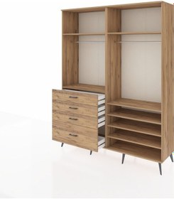 Resim Hyperion Gardrop 7 Raflı 4 Çekmeceli 2 Askılı 176x44x221 Çam-çam Çam 