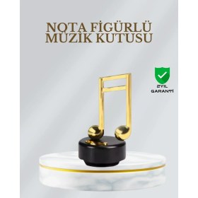 Resim Savarga Dönen Nota Figürlü Müzik Box Işıltılı Dekoratif Tasarım 