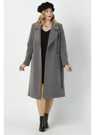 Resim Moda Berray 904 Gri Mono Yaka Torba Cepli Kaşe Kaban 