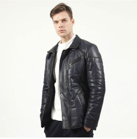 Resim Dericlub E-2012 Jumbo Büyük Beden Gerçek Deri Erkek Kaban-Lacivert 