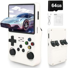 Resim R36S Retro El Oyunları Konsolu -Açık Kaynak Linux Sistemi ile,3000mAh Pil,3.5 inç HD Ekran,64G TF Kart,20,000+ Klasik Oyunlar,Gençler ve Yetişkinler için Taşınabilir Mini Oyun Konsolu-Beyaz 