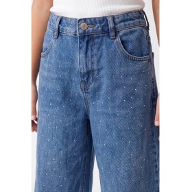 Resim Joy Kids Kız Çocuk Boydan Taşlı Bilek Üstü Kot Pantolon (9-16YAŞ) (Mavi) 