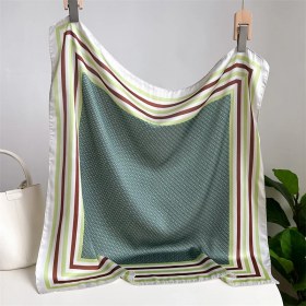 Resim Jump Rabbit Çizgili Eşarp Ipek Eşarp 70CM Küçük Kare Kafa Bandı Saç Türbanı Kravat Çanta (Yurt Dışından) 