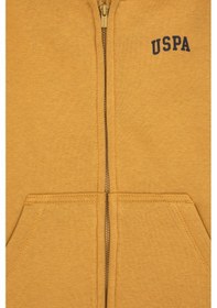 Resim U.S. Polo Assn. Erkek Çocuk Hardal Fermuarlı Kapüşonlu Örme Hırka 50313852-VR151 