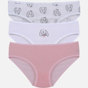 Resim Koza İç Giyim Kız Çocuk 3'lü Penguen Desenli Slip 1050 Beyaz - Pembe 