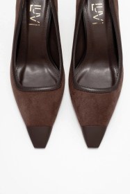 Resim Luvishoes Rona Kahverengi Süet Mat Burunlu Kadın Topuklu Ayakkabı Kahverengi 
