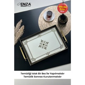 Resim UltraMint Beyaz Çay Kahve Kahvaltılık ve Sunum Tepsisi 48X29 cm 