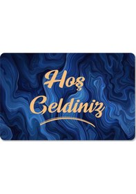 Resim Dijital Baskılı 3d Kapı Önü Paspas Hoşgeldiniz Yazılı Çiçek Desenıç Ve Dış Kapı Paspası Yıkanabilir Mavi 