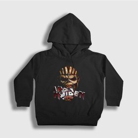 Resim Presmono Unisex Çocuk Bite Iron Maiden Kapüşonlu Sweatshirt Siyah 