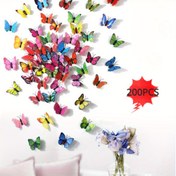 Resim 200 Adet Canlı 3D Kelebek Süslemeleri, 6.1cm Renkli Plastik Sahte Kelebekler Duvarlar & Buzdolapları İçin - Ev & Oturma Odası Dekoru İçin Mükemmel 