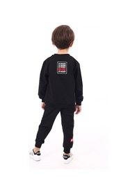 Resim Toontoy Kids Toontoy Erkek Çocuk 2'li Takım Baskılı Bisiklet Yaka Sweatshirt & Beli Paçası Lastikli Cepli Jogger Eşofman Altı - 2 İplik Siyah 