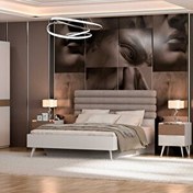 Resim Adore Mobilya Milano Çift Kişilik Karyola - Vizon Zebra 166x120x205 CM 