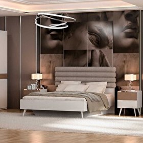 Resim Adore Mobilya Milano Çift Kişilik Karyola - Vizon Zebra 166x120x205 CM 