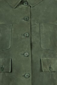 Resim Cassandra Kadın Yeşil Slim-fit Süet Deri Ceket - Yeşil / L 
