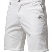 Resim Erkek Klasik Düz Renkli Polyester Şort Pantolon, Rahat Golf Giyim, Orta Bel, Normal Kalıp, Hafif Esnek Kumaş, Cepli 
