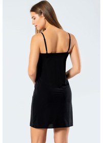 Resim Türen Kadın V Yaka İp Askılı Mikro Kombinezon 901/siyah Siyah 