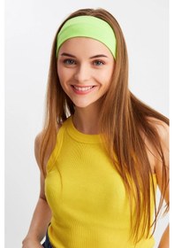 Resim Kadın %100 Pamuklu Penye, Kaymaz, Terletmez, Ultra Hafif, Spor Saç Bandı Bandana - Tek Ebat / Fıstık Yeşil Fıstık Yeşil 