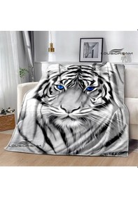 Resim 5d Sofistike Organik Pamuk Polar 150 Cm 220 Cm. Tv Battaniyesi Beyaz - Siyah 