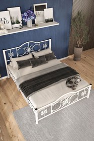 Resim ARGİMO Pero Çift Kişilik Ferforje Metal Karyola Beyaz 