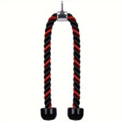 Resim 1 adet 120cm/47.24in Ağır Hizmet Uçlu Kordon, Siyah ve Kırmızı Fitness Kablo, Pull Down Eğitimi için, Biceps ve Triceps Kas Geliştirme, Dayanıklı PE Malzeme, Kas Geliştirme Ekipmanı | Ergonomik Kolu Tasarımı | Pürüzsüz Kablo Hareketi, Uçlu Egzersiz Ekipmanı 