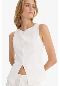 Resim Defacto Slim Fit Dar Kesim Bisiklet Yaka Yelek E9946ax25auwt32 Beyaz 