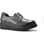 Resim Beety 23BK37.1095 Hakiki Deri Siyah Ortopedik Oxford Kadın Iş Ayakkabı 