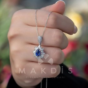 Resim 2.10 Karat Safir Pırlanta Kolye - HRD Sertifikalı 