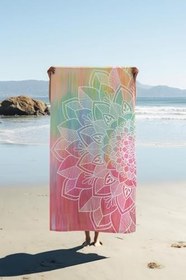Resim Dijital Baskı Plaj Deniz Havlusu Mandala Desenli Peştamal HVL0152 
