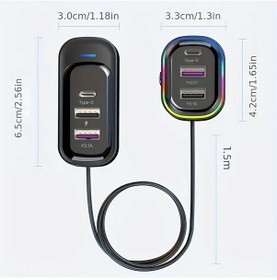 Resim Wangxi 81w Hızlı Araç Şarj Cihazı Yyq1 6 Port Ön Arka Koltuk Type C Usb Uzatma Kablosu 