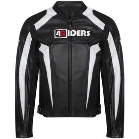 Resim 4riders Circuit Dana Derisi Korumalı Motosiklet Montu Siyah Beyaz 