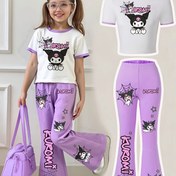 Resim For Kuromi Kızları İçin İki Parça Takım: Kırpılmış T-Shirt + Karikatür Tasarımıyla Geniş Pantolon - Pembe, Gençler İçin Rahat Yazlık Kıyafet, Renkli Karakter Baskılı Kırpılmış T-Shirt, Karikatür Baskılı Geniş Pantolon, Kırpılmış T-Shirt, Rahat Kıyafet | Oyuncu Tasarım | Esnek Kumaş, Dış Mekan İçin 