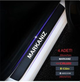 Resim Ssangyong Rexton İçin Özel Uyumlu Oto Kapı Eşikleri Sticker Karbon 4 Adet 