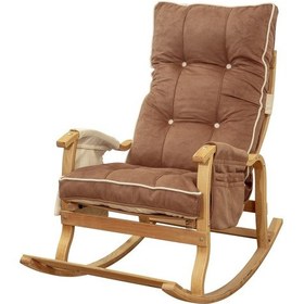 Resim Evoke Lüx Ahşap Çift Minderli Çift Cepli Sallanan Sandalye Kahve-krem Kahverengi - Krem 