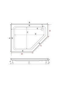 Resim Shower Edge Beşgen Duş Teknesi 90X140 Cm 