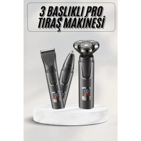 Resim Eldenör Yüksek Performanslı 3 Başlıklı Profesyonel Şarjlı Islak ve Kuru Kullanıma Uygun 