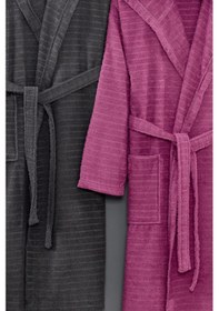 Resim 2li Kapüşonlu Bornoz Doğa Antrasit - Mürdüm 2xl Antrasit - Mürdüm 