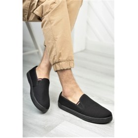 Resim Emek Siyah Keten Bez Babet Spor Ayakkabı MZ101 